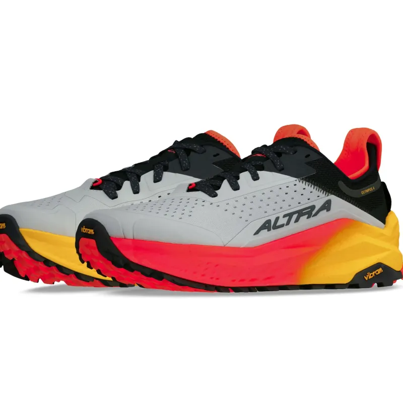 Altra Running Shoes-Mens Olympus 6 Trail Shoes - Grey-Red
