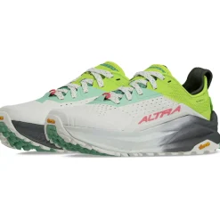 Altra Running Shoes-Womens Olympus 6 Trail Shoes - Gray-Lime
