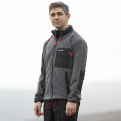Berghaus Fleece & Mid Layer|Fleece & Mid Layer-Unisex Ascent 91 Fleece Jacket - AU Grey Pinstripe-Jet Black