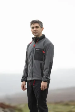 Berghaus Fleece & Mid Layer|Fleece & Mid Layer-Unisex Ascent 91 Fleece Jacket - AU Grey Pinstripe-Jet Black