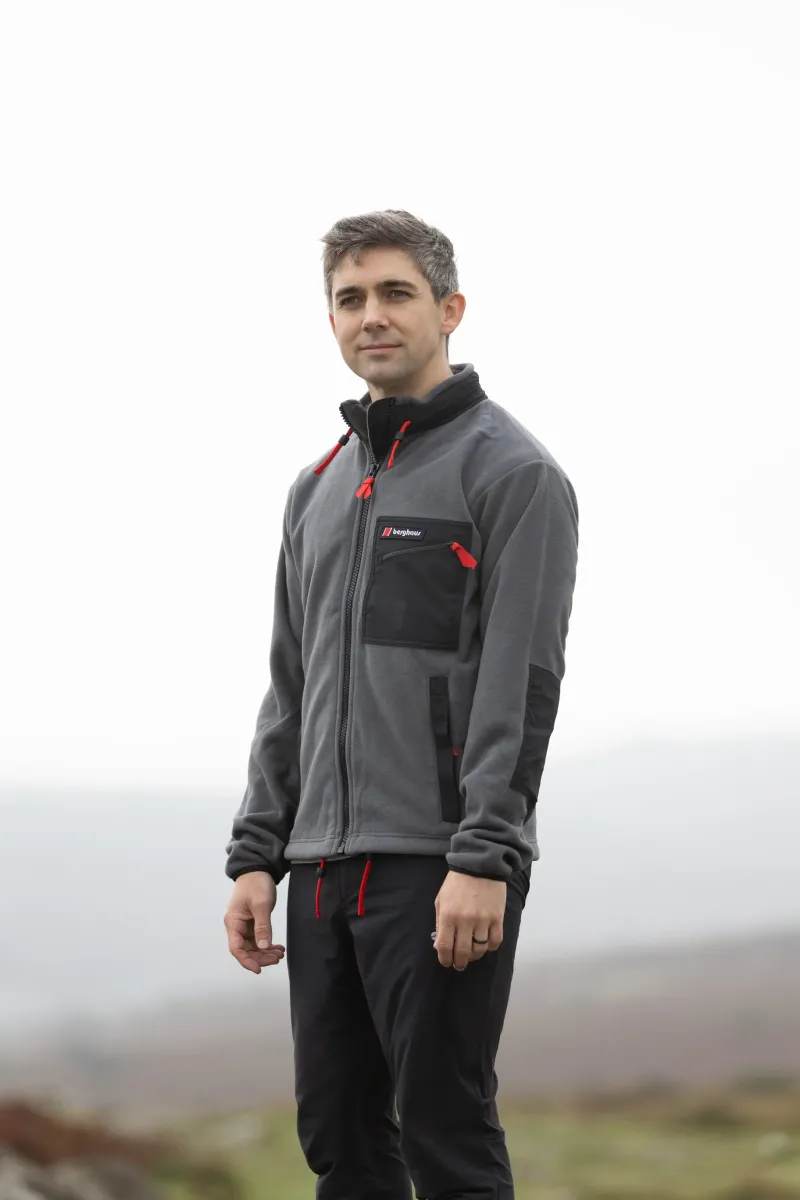 Berghaus Fleece & Mid Layer|Fleece & Mid Layer-Unisex Ascent 91 Fleece Jacket - AU Grey Pinstripe-Jet Black