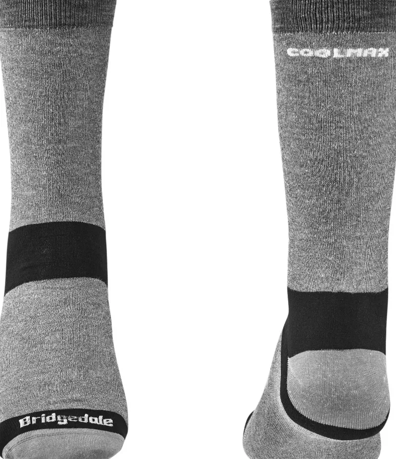 Bridgedale Socks|Socks-Mens Coolmax Liner Socks - Twin Pack - Grey