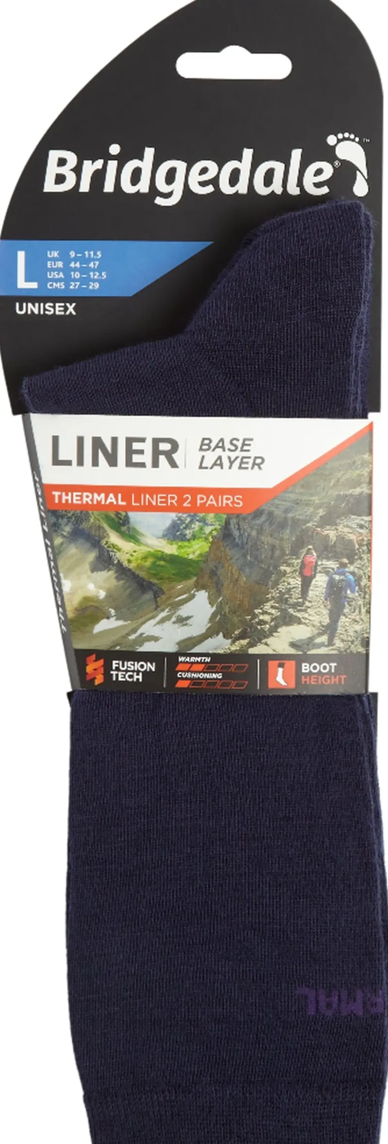 Bridgedale Socks|Socks-Unisex Thermal Liner Socks - Twin Pack - Navy