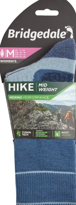 Bridgedale Socks|Socks-Womens Hike Midweight Merino Socks - Blue-Sky