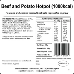 Expedition Foods Lunch/ Dinner-Beef and Potato Hotpot - 1000kcal