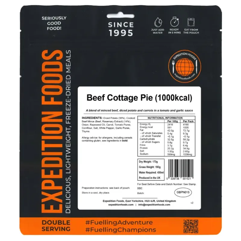 Expedition Foods Lunch/ Dinner-Beef Cottage Pie - 1000kcal