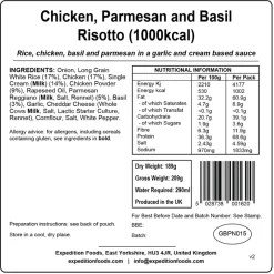 Expedition Foods Lunch/ Dinner-Chicken Parmesan and Basil Risotto - 1000kcal