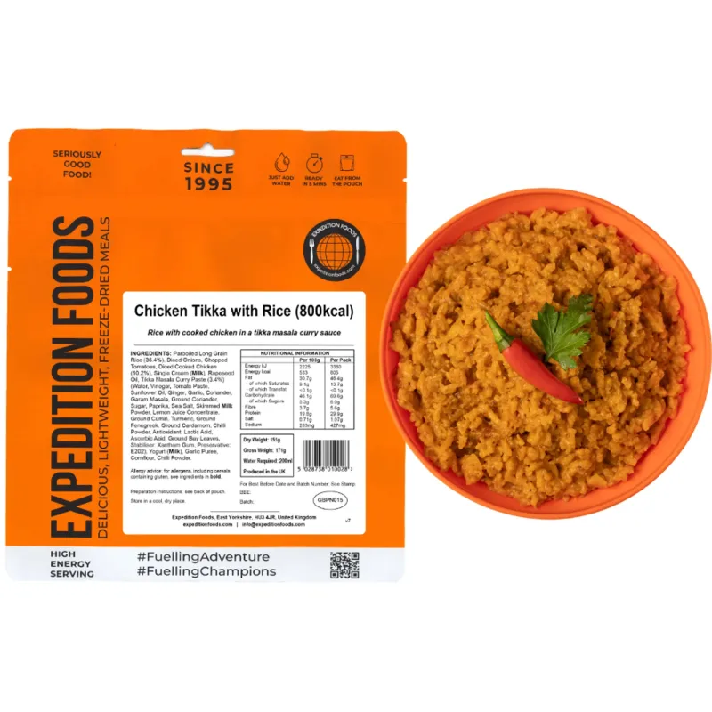 Expedition Foods Lunch/ Dinner-Chicken Tikka with Rice - 800kcal
