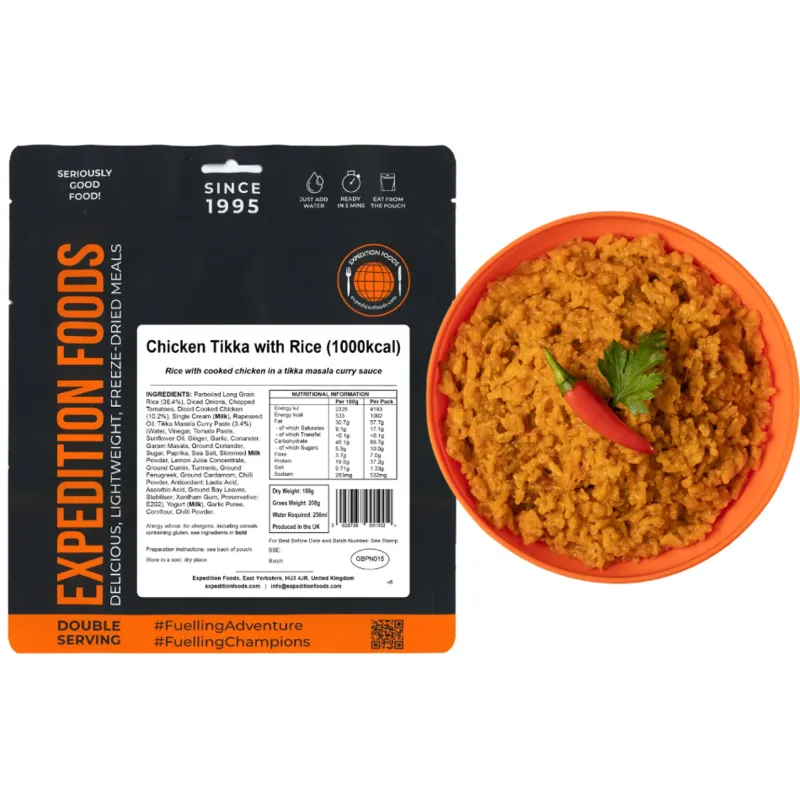 Expedition Foods Lunch/ Dinner-Chicken Tikka with Rice - 1000kcal