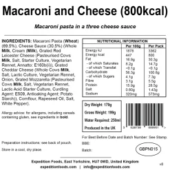 Expedition Foods Lunch/ Dinner-Macaroni and Cheese - 800kcal