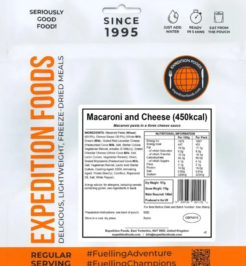 Expedition Foods Lunch/ Dinner-Macaroni and Cheese - 450kcal
