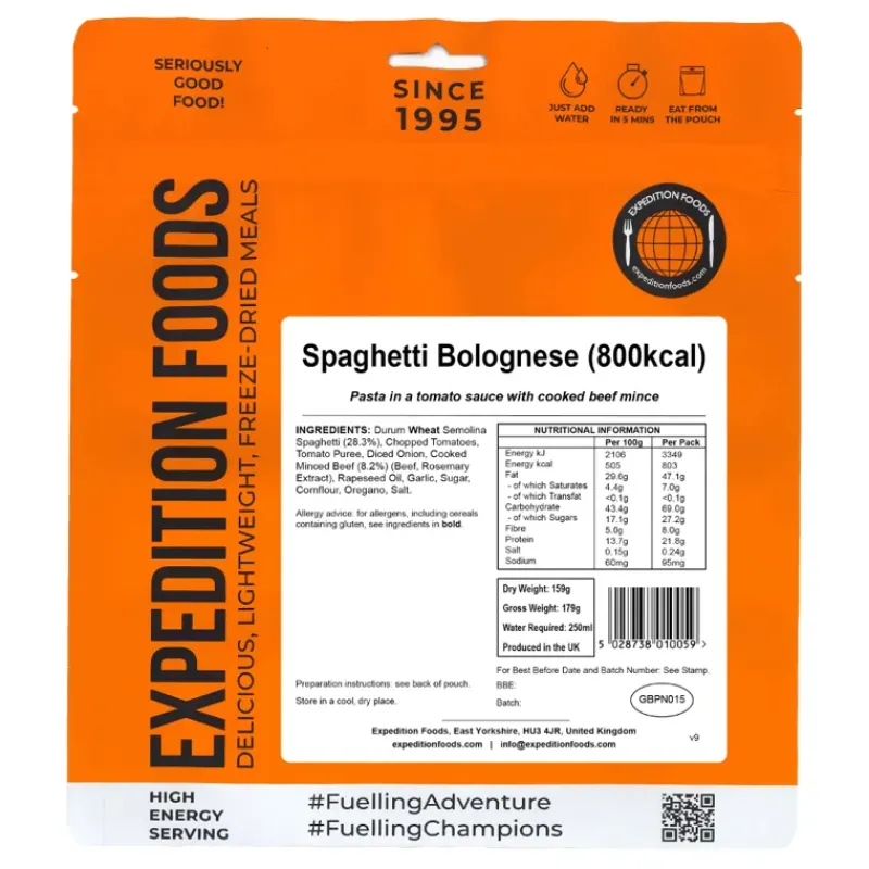 Expedition Foods Lunch/ Dinner-Spaghetti Bolognese - 800kcal
