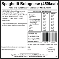 Expedition Foods Lunch/ Dinner-Spaghetti Bolognese - 450kcal