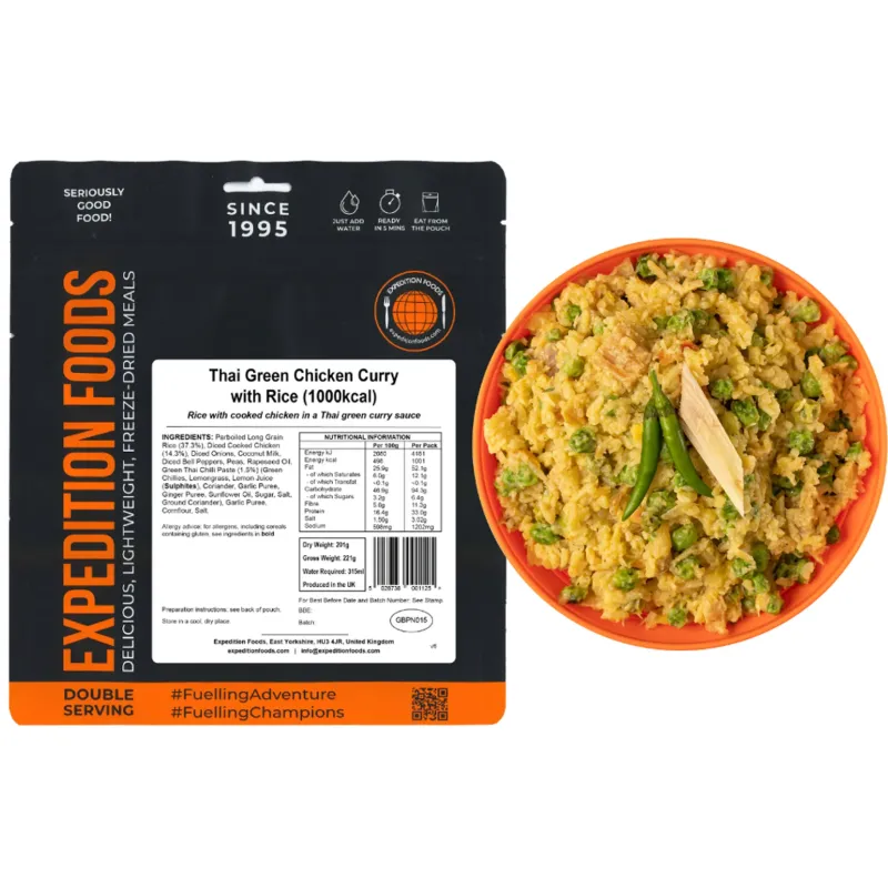 Expedition Foods Lunch/ Dinner-Thai Green Chicken Curry with Rice - 1000kcal