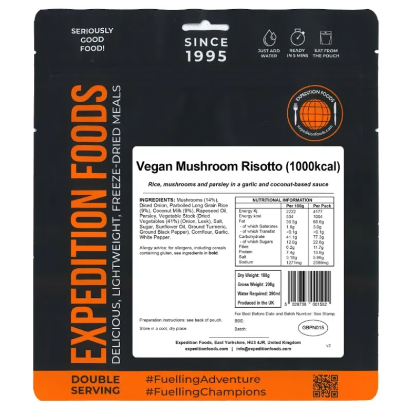 Expedition Foods Lunch/ Dinner-Vegan Mushroom Risotto - 1000kcal