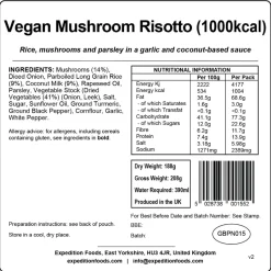 Expedition Foods Lunch/ Dinner-Vegan Mushroom Risotto - 1000kcal