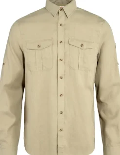 Fjallraven Shirts-Mens Ovik Travel LS Shirt - Sand Stone