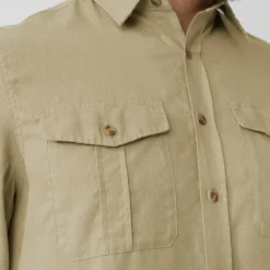 Fjallraven Shirts-Mens Ovik Travel LS Shirt - Sand Stone