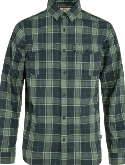 Fjallraven Shirts-Mens Ovik Travel LS Shirt - Dark Navy-Patina Green
