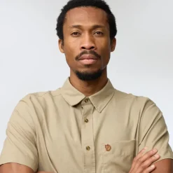 Fjallraven Shirts-Mens Ovik Travel SS Shirt - Chalk White