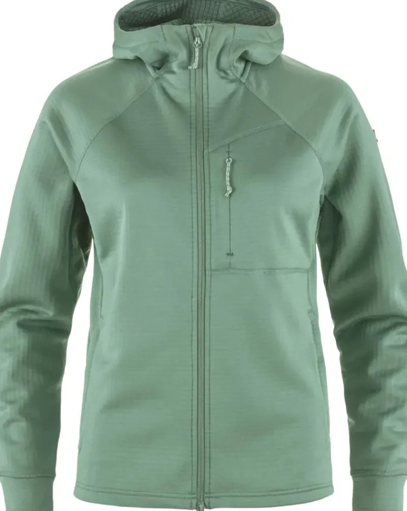 Fjallraven Fleece & Mid Layer-Womens Abisko Grid Fleece Hoodie - Patina Green