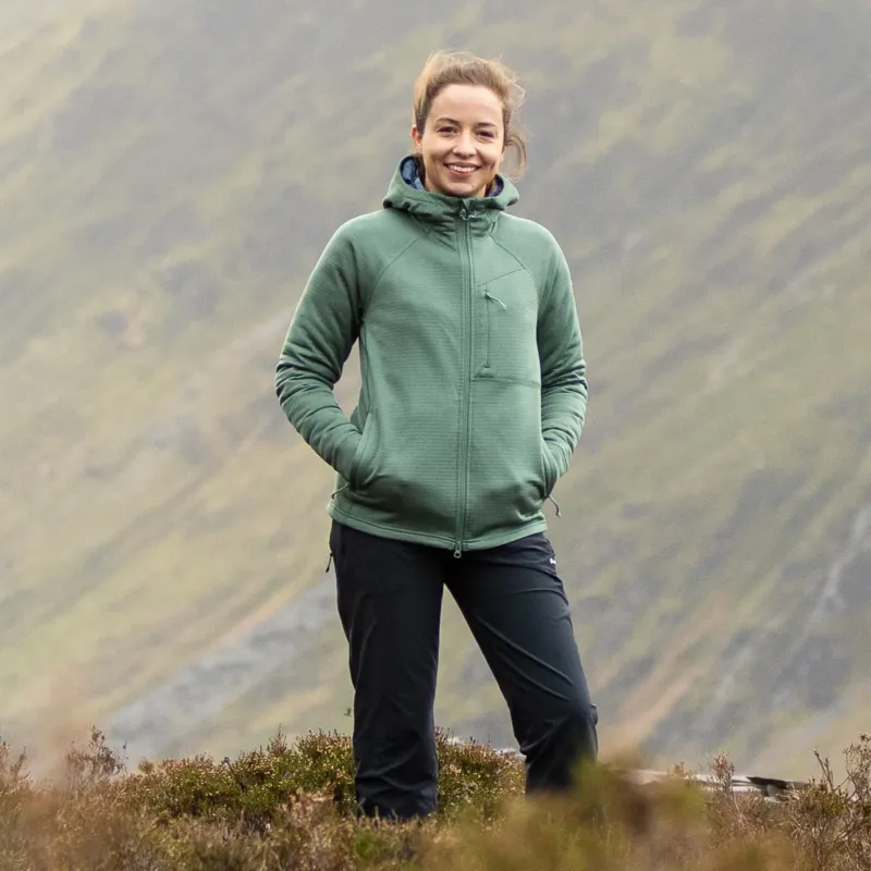 Fjallraven Fleece & Mid Layer-Womens Abisko Grid Fleece Hoodie - Patina Green