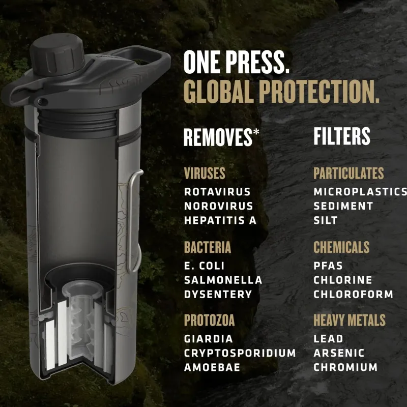 Grayl Water Purification-GeoPress Ti Purifier Plus Cook Lid - Covert Black