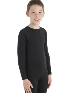 Icebreaker Base Layer-Kids 200 Oasis Long Sleeved Crewe Top - Black