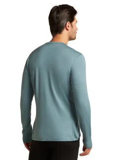 Icebreaker T-Shirts & Baselayers-Mens 200 Oasis Long Sleeved Crewe Top - Blue Ash