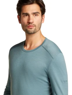 Icebreaker T-Shirts & Baselayers-Mens 200 Oasis Long Sleeved Crewe Top - Blue Ash