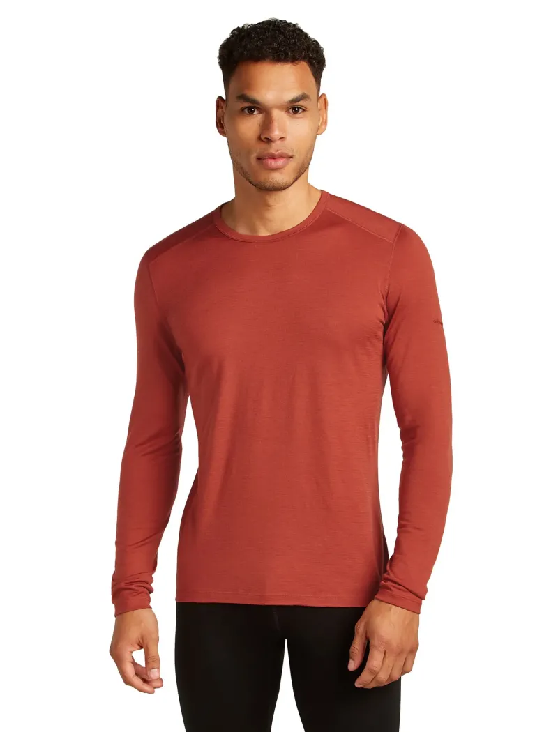 Icebreaker T-Shirts & Baselayers-Mens 200 Oasis Long Sleeved Crewe Top - Jasper