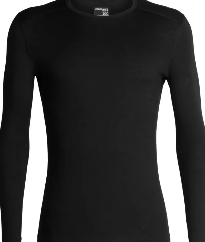 Icebreaker T-Shirts & Baselayers-Mens 200 Oasis Long Sleeved Crewe Top - Black