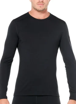 Icebreaker T-Shirts & Baselayers-Mens 200 Oasis Long Sleeved Crewe Top - Black