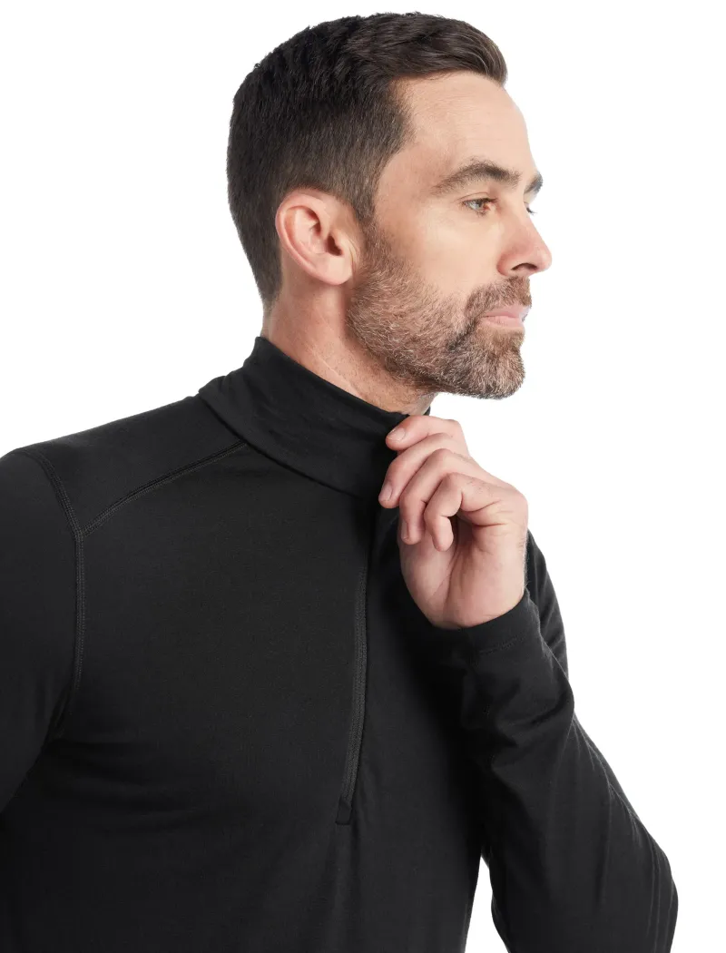 Icebreaker T-Shirts & Baselayers-Mens 200 Oasis LS Half Zip Top - Black