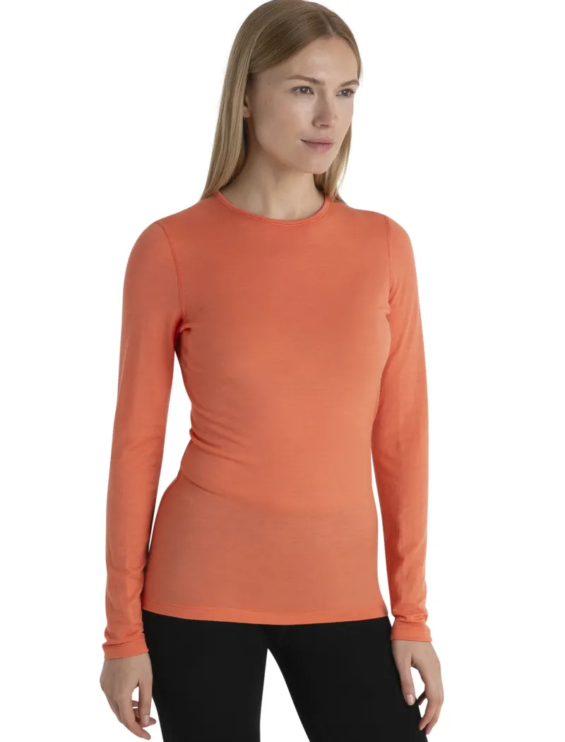 Icebreaker T-Shirts & Baselayers-Womens 200 Oasis LS Crewe Top - Tang