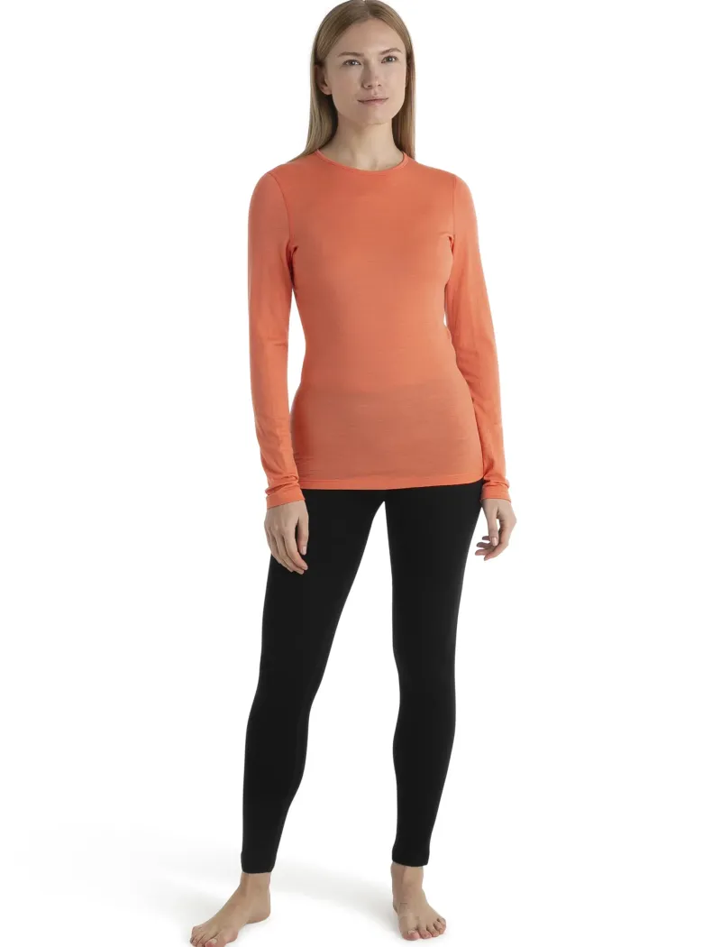 Icebreaker T-Shirts & Baselayers-Womens 200 Oasis LS Crewe Top - Tang