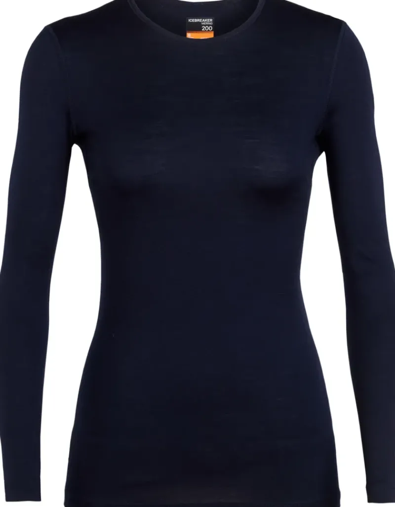 Icebreaker T-Shirts & Baselayers-Womens 200 Oasis LS Crewe Top - Midnight Navy