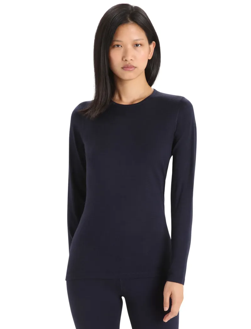 Icebreaker T-Shirts & Baselayers-Womens 200 Oasis LS Crewe Top - Midnight Navy