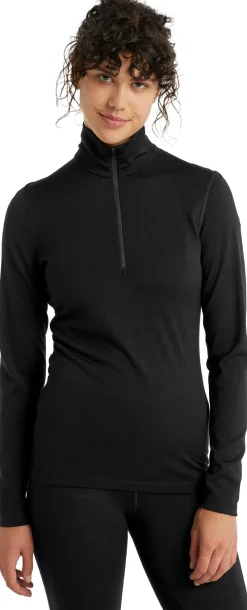 Icebreaker T-Shirts & Baselayers-Womens 200 Oasis LS Half Zip Top - Black