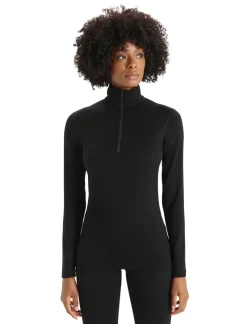 Icebreaker T-Shirts & Baselayers-Womens 200 Oasis LS Half Zip Top - Black