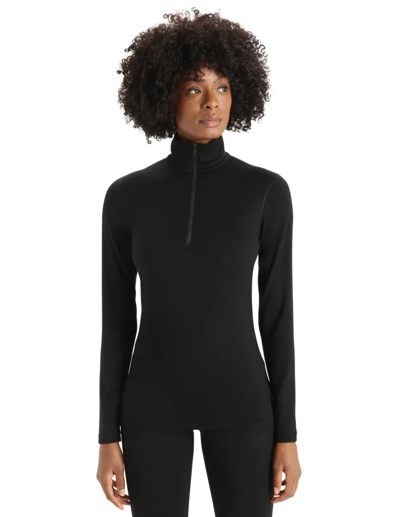 Icebreaker T-Shirts & Baselayers-Womens 200 Oasis LS Half Zip Top - Black