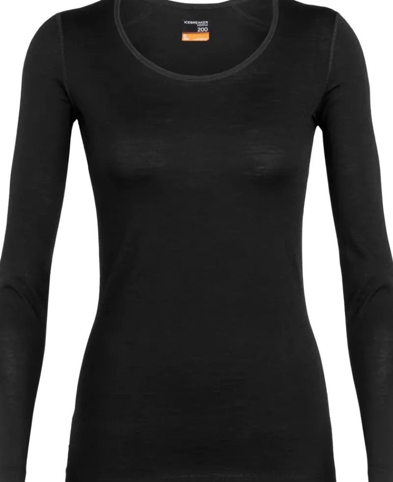 Icebreaker T-Shirts & Baselayers-Womens 200 Oasis LS Scoop Tee - Black