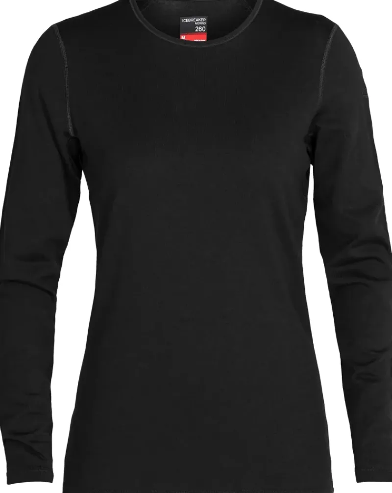 Icebreaker T-Shirts & Baselayers-Womens 260 Tech Long Sleeved Crewe Top - Black