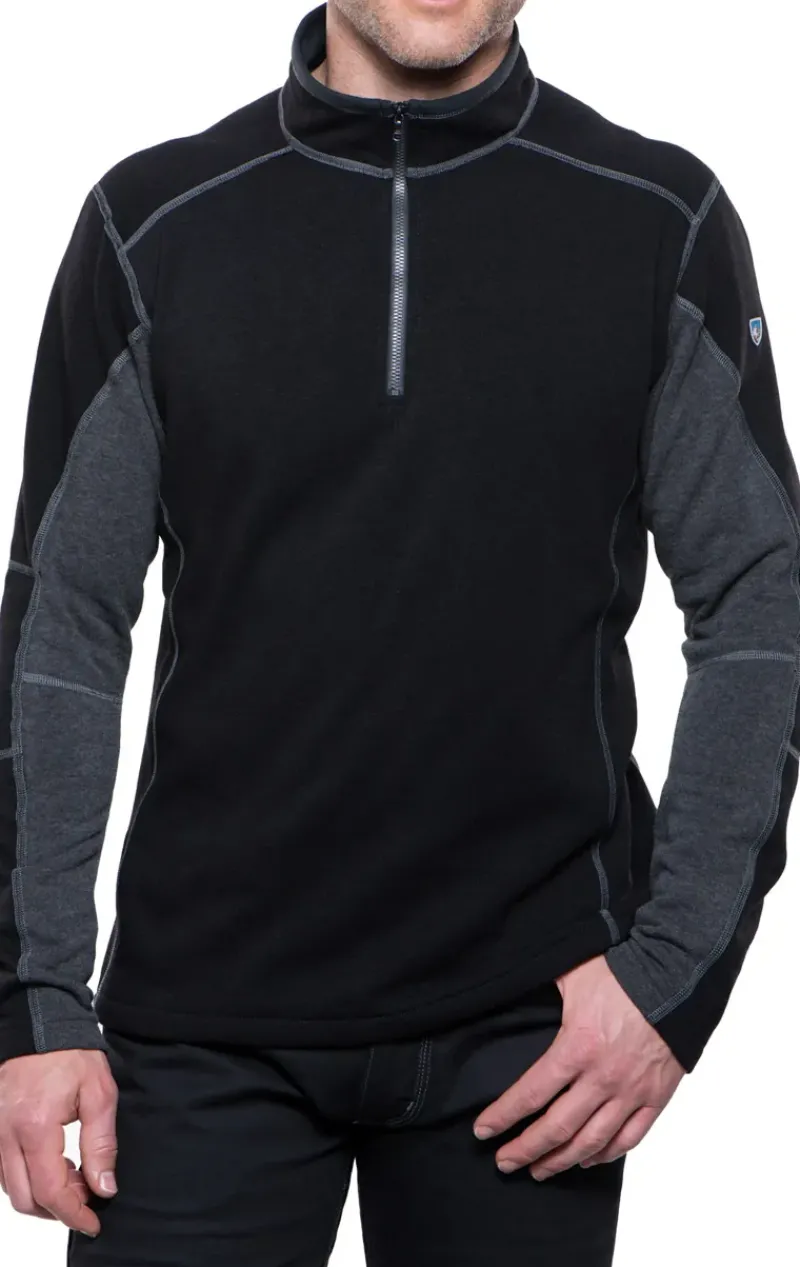 Kuhl Fleece & Mid Layer-Mens Revel 1/4 Zip Fleece - Black-Steel