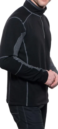 Kuhl Fleece & Mid Layer-Mens Revel 1/4 Zip Fleece - Black-Steel