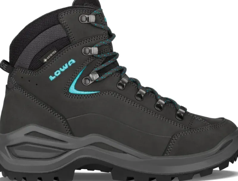 Lowa Hiking Shoes & Boots|Mid Height Boots-Womens Renegade Evo GTX Mid S Boots - Narrow Width - Asphalt-Turquoise