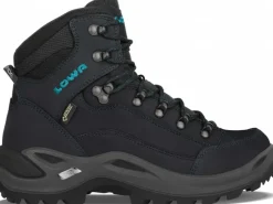 Lowa Mid Height Boots|Hiking Boots-Womens Renegade GTX Mid S Boots - Narrow Width - Asphalt-Turquoise