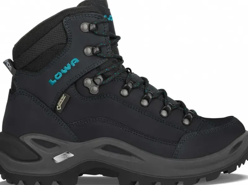 Lowa Mid Height Boots|Hiking Boots-Womens Renegade GTX Mid S Boots - Narrow Width - Asphalt-Turquoise