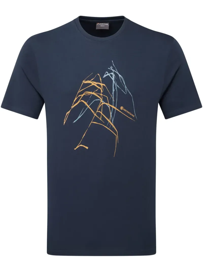 Montane T-Shirts & Baselayers-Mens Abstract Mountain T-Shirt - Eclipse Blue