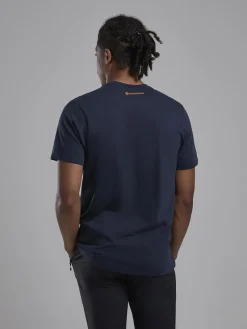 Montane T-Shirts & Baselayers-Mens Abstract Mountain T-Shirt - Eclipse Blue